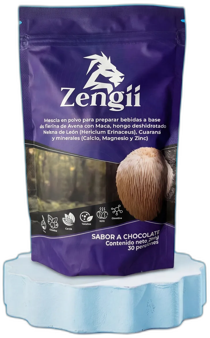 Zengii Fungii Chocolate — Nootrópico natural con Melena de León para claridad mental, foco y memoria