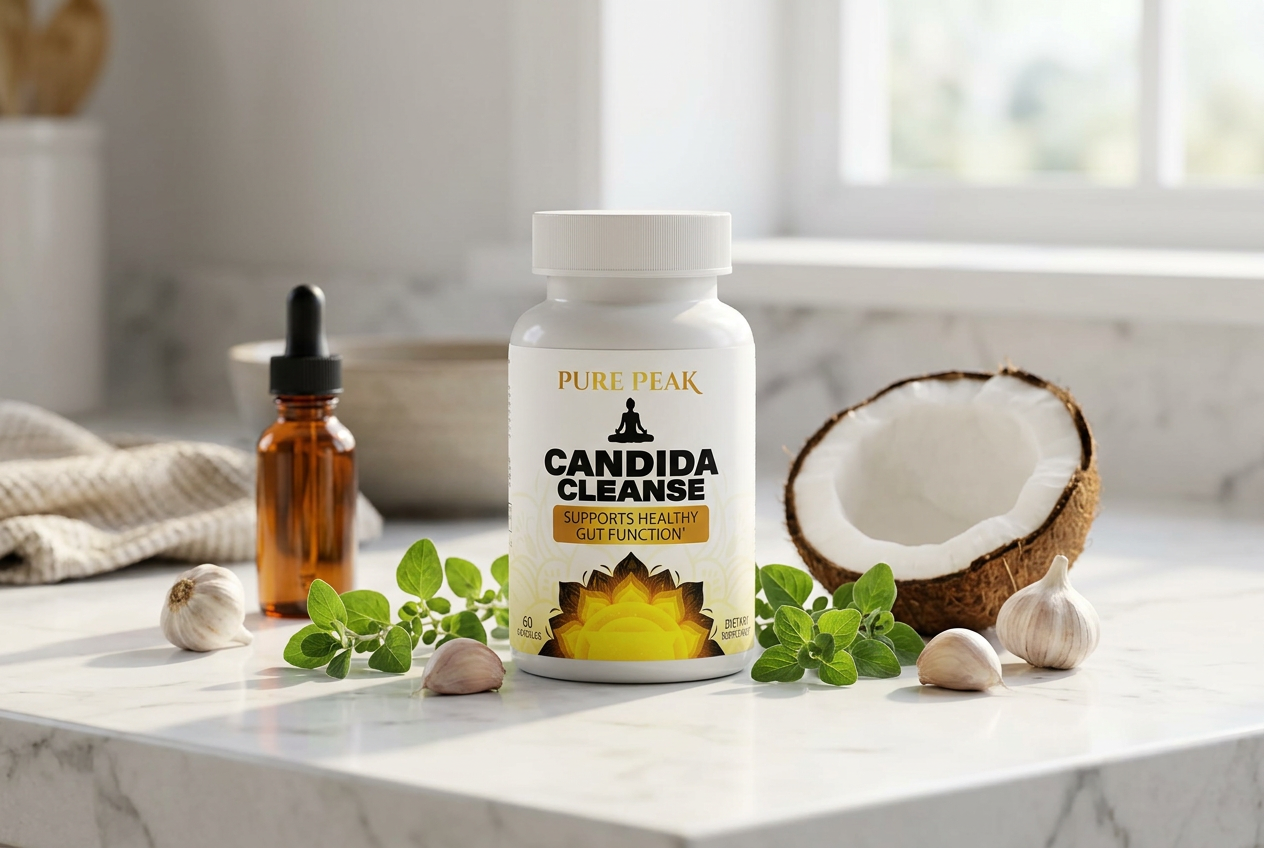 Candida Cleanse frasco original con ingredientes botánicos